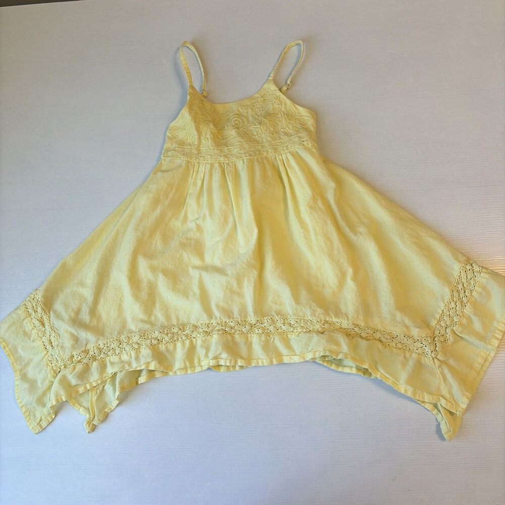 Tahari Kids Girls Dress 3T Yellow Embroidered Handkerchief Hem Sundress Lace Boh